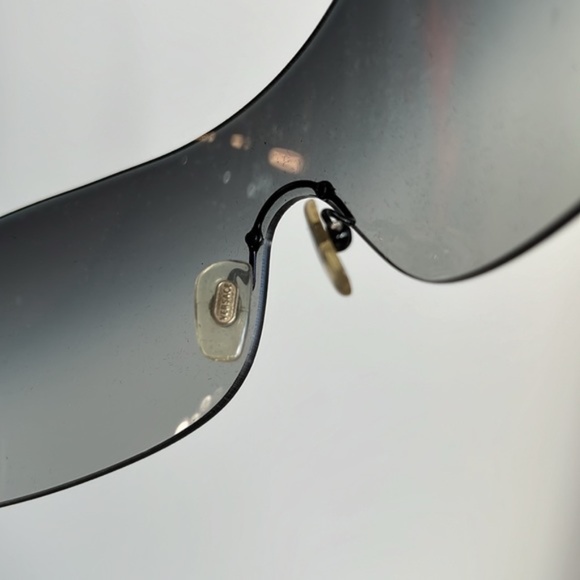 Versace 2058-B Black Rhinestone Cutout Shield Sunglasses - Picture 5 of 9